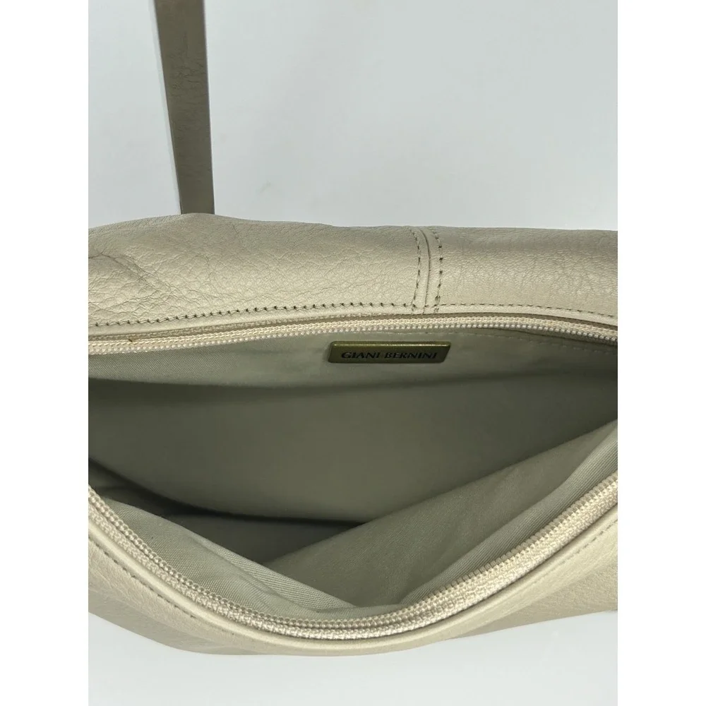 Giani Bernini Hobo Shoulder Bag‎ Leather Medium Messenger Purse Beige NWOT